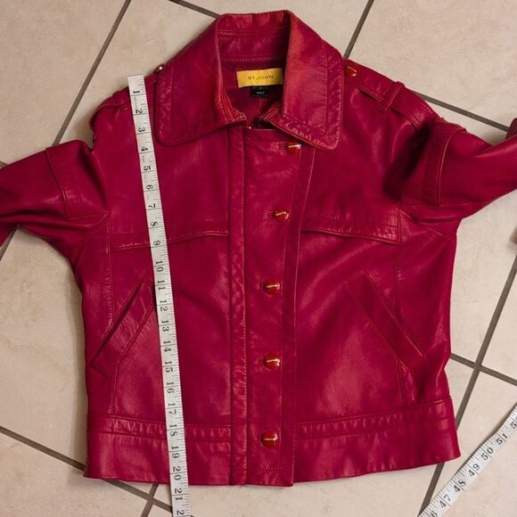 St. John lamb's leather moto jacket red size 6 - Picture 13 of 15